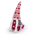 Valentine gnome with heart knit hat, white braids and red robe on a white background - Heart Standing Doll Female (Braids)
