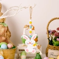 Oster-Holzanhänger Hase mit bunten Perlen und natürlicher Juteschnur Dekoration - Hasen-Stil