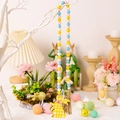Ghirlanda di perle pasquali con ciondolo a coniglio giallo a quadri e nappa in canapa - Stile Coniglio Plaid Giallo
