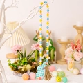 Ghirlanda di perline pasquali con coniglio a quadri blu e nappa di iuta naturale - Stile Coniglio a Scacchi Blu