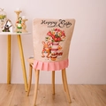 Funda de silla de Pascua en lino con estampado de conejo y falda de volantes rosa - Estilo Conejo Jarrón de Flores