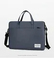 Dettaglio borsa porta PC blu navy in tessuto Oxford con tracolla e manici robusti - Blu