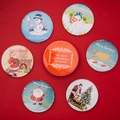 Set di 6 sottobicchieri rotondi natalizi in latta con Babbo Natale e pupazzo di neve - Sottobicchiere in Banda Stagnata Stile C
