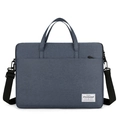 Dark grey minimalist waterproof laptop tote bag with top handle and shoulder strap - Blue