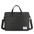 Professional black canvas laptop bag with padded shoulder strap and reinforced handles - Black