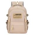 Minimalist beige nylon backpack featuring multiple pockets and durable shoulder straps - Khaki