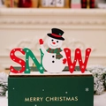 Decorazione natalizia in legno SNOW con pupazzo di neve su scatola Merry Christmas - Stile SNOW Pupazzo di Neve