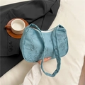 Nuova borsa in stile cinese azzurra con motivo a foglie di bambù per donna - Blu