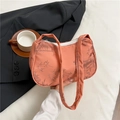 Borsa baguette in jacquard arancione con motivo a foglie di bambù e tessuto retrò - Arancione