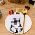 Besteckhalter in Katzenpfoten-Optik mit schwarz-weißem Karomuster für Weihnachtsdekoration - Schwarz Weiß Karo