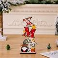 Vertical wooden XMAS sign with gnome and gift box on a stable black base for tabletop - XMAS