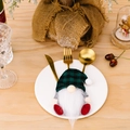 Christmas gnome cutlery holder in green plaid for festive dining table decoration - Dark Green Plaid