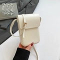 Bolso bandolera minimalista beige para móvil con correa ajustable de estilo moderno - Blanco