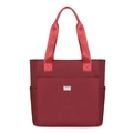 Minimalist deep red nylon tote bag with multiple pockets and a large capacity design - Red