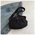 Bolso bandolera negro plisado con correa ajustable y diseño casual de estilo coreano - Negro