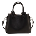 Close-up of black lychee grain texture and knot detail on a minimalist handbag - No Pendant / Black
