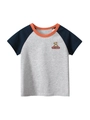 Camiseta raglán para niños con estampado de oso y cuello redondo naranja - 90cm / Gris Vigoré