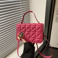 Rose red quilted crossbody bag with chic chain strap and gold hardware clasp - Rose Pink