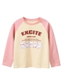 T-shirt raglan a maniche lunghe per bambini con simpatica grafica di orsetto rosa - 130cm / Albicocca/Rosa
