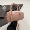 Fashionable pale pink square handbag with gold hardware and a top handle for women - Pink Without Pendant