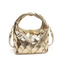 Chique goudgeweven hobo-tas met metallic afwerking en bijpassende slanke schouderriem - Champagne / 20*11*15