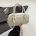 Chic cream white small square bag with top handles and adjustable shoulder strap - Off-white Without Pendant