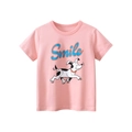 T-shirt rosa in cotone per bambine con stampa di cane cartone animato e scritta Smile - 90cm / Rosa