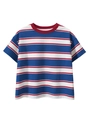Classic striped cotton T-shirt for kids with red crew neck and blue-white stripes - 120cm / Blue White Red Stripe