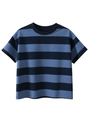 Classic blue and navy striped short sleeve cotton T-shirt for boys with a round neck - 120cm / Navy Blue / Light Blue Stripe