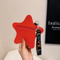 Star shaped candy colored crossbody bag in vibrant red faux leather with LOVE strap - Red