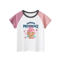 T-shirt enfant à manches raglan roses avec motif graphique de glaces d'été - Blanc Cassé / 90cm