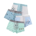 Set of 4 boys' stretch cotton boxer briefs with cute panda sports theme prints - 110cm / 4G149 Mixed Colors