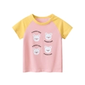 T-shirt per bambini rosa e gialla con maniche raglan e stampa a fumetti di piccoli orsi - 90cm / Rosa/Giallo