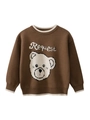 Girl's brown knit sweater with cute white bear pattern and Request lettering - 90 / Coffee