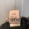 Mini zaino minimalista in pelle PU rosa chiaro con fiocco e spalline regolabili - Piccolo / Rosa