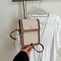 Mini sac à bandoulière chic en toile avec garniture en cuir et breloque trèfle dorée - Sans Pendentif / Kaki
