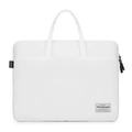 Minimalist white laptop briefcase with front pocket and durable fabric handles - White
