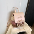 Mini zaino in ecopelle rosa e peluche a quadri con fiocco carino e coulisse trendy - Piccolo / Quadri Rosa