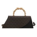 Borsa a tracolla a trapezio con manico a serpente e design con monogramma marrone - Nero