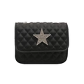 Sac bandoulière vintage noir avec étoile en strass et texture matelassée chic - Noir