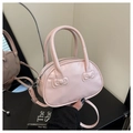 Petit sac à main rose pâle avec décoration nœud, doubles poignées et bandoulière fine - Rose