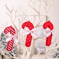 Tres adornos navideños de bastón de caramelo rojo con patrones blancos y lazos - Bastón de Caramelo Lazo Blanco