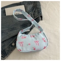 Schicke hellblaue Umhängetasche mit Rosen- und rosa Schleifenmuster für Damen - Blau