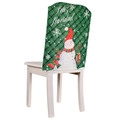 Green plaid Christmas chair cover with snowman and Feliz Navidad festive print - Green Plaid Snowman Style