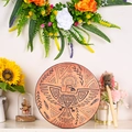 Ethnic shaman drum with tribal eagle totem and sunflower decor for festive atmosphere - 25cm Shaman Eagle Drum