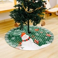 Grün-weiß karierte Weihnachtsbaumdecke mit Schneemann und Feliz Navidad Aufdruck - Grün Schwarz Karo Schneemann