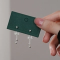 Elegant silver lotus tassel earrings for women with S925 sterling silver drop chains - Lotus Stud Earrings - Screw Style (Silver)
