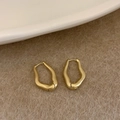 Minimalist irregular geometric gold hoop earrings with matte wave texture for women - Matte Wave Ear Clip (O4-55) / Gold