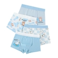 Pack of 4 boys cotton boxer briefs with light blue cartoon bear and duck patterns - 170cm / 4G023 Mixed Color