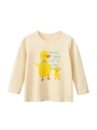 Mädchen Langarm T-Shirt in Beige mit niedlichen Enten-Prints aus Baumwolle - Beige Aprikose / 90cm